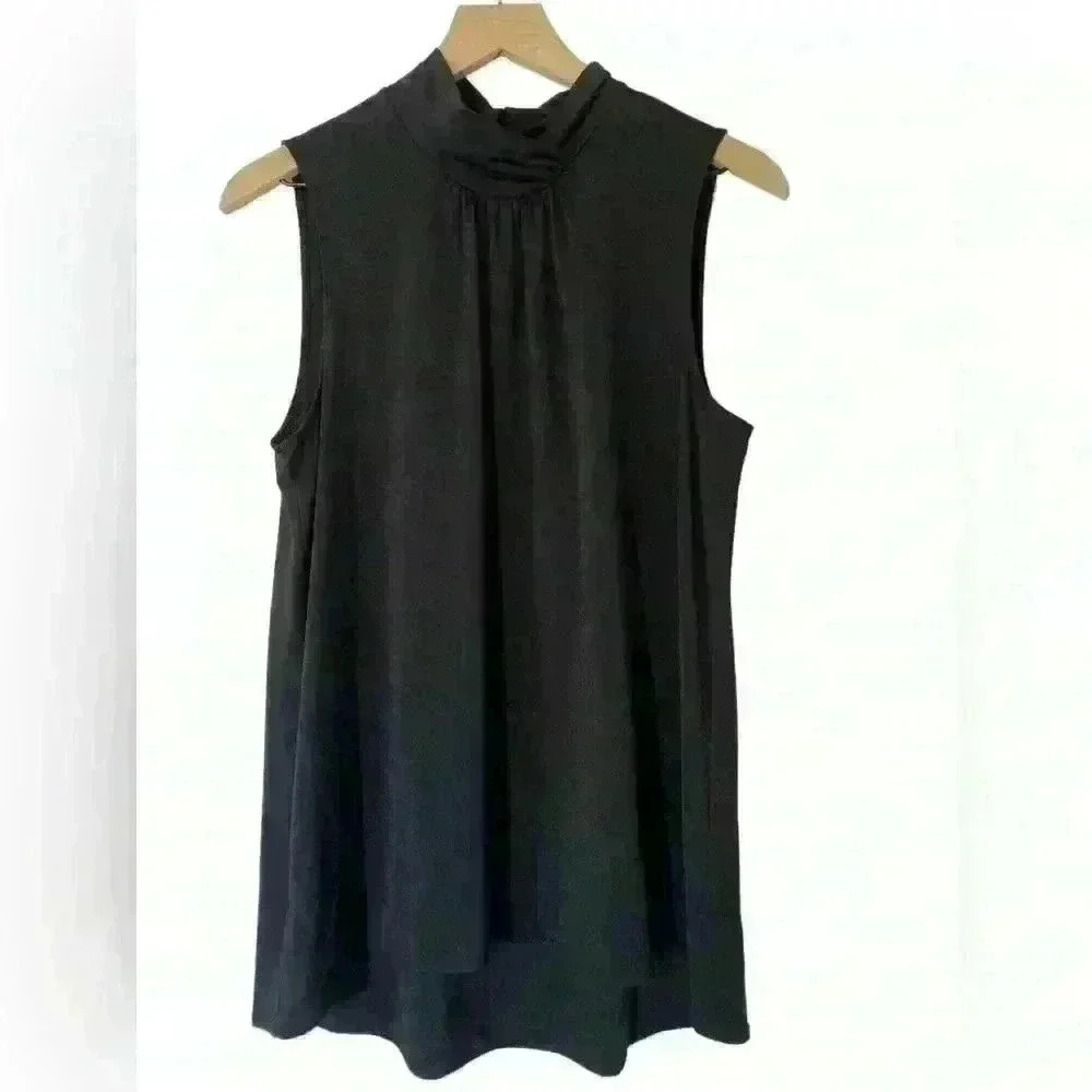 Ellen Tracy Women Sleeveless Tank Top Black Size Large